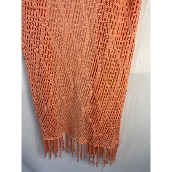 no boundaries cardigan sweater open front knit fringe peach acrylic size 7 READ - Picture 5 of 7